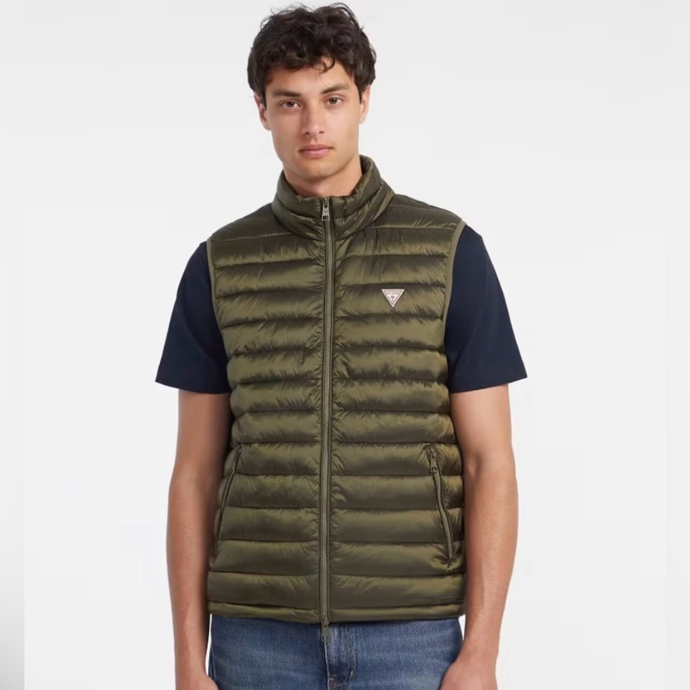 Guess Mens Nylon Green Puffer Vest/Size